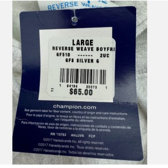 Champion Reverse Weave Boyfriend Women's Hoodie Size L Silver Grey New - Picture 4 of 9